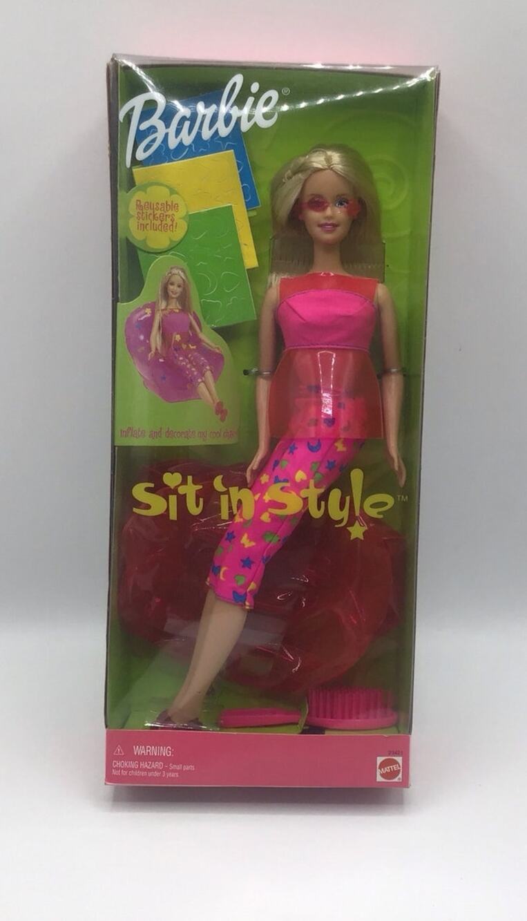 Vintage 1999 Sit In Style Barbie Doll Mattel 23421 Inflatable Chair NIB Y2K 90s